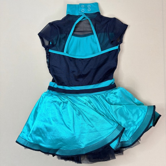 Weissman Teal Sequin Lace Dance Costume IC 7/8 + Headpiece - Picture 2 of 10